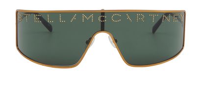 Stella McCartney SC0196S Shield Sunglasses, &pound;120, Accessories, Black/Gold, Front view