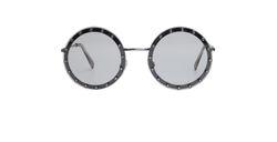 Valentino Round Studded Sunglasses, Metal, Grey, VA2010 C, 3*