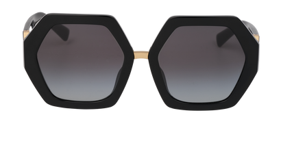 Valentino VA4053 Hexagonal Sunglasses, &pound;110, Accessories, Black, Front view