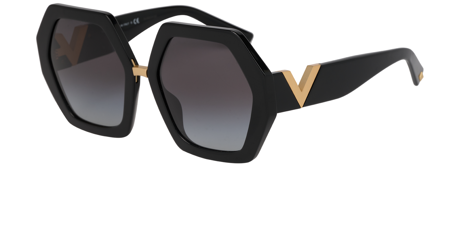 Valentino VA4053 Hexagonal Sunglasses, &pound;110, Accessories, Black, Bottom view