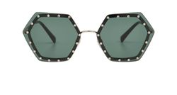 Valentino VA2035 Exagonal Sunglasses, Acetate, Black, B/C, 4*