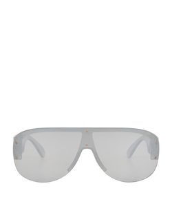 Versace 4391 Mirrored Shield Sunglasses, Acetate, Grey, SC, 3*