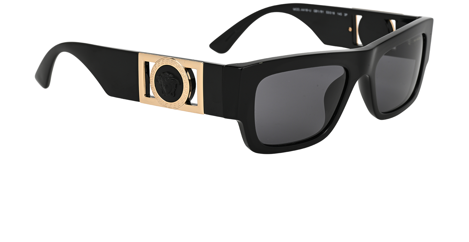 Versace 4416-U Medusa Rectangular Sunglasses, &pound;120, Accessories, Black, Side view