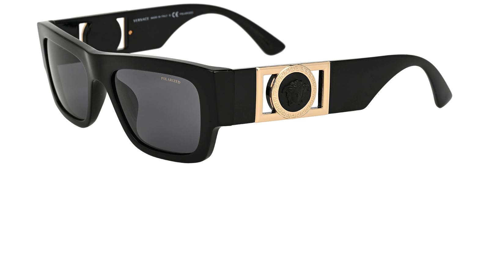 Versace 4416-U Medusa Rectangular Sunglasses, &pound;120, Accessories, Black, Bottom view