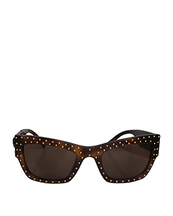 Versace Studded Sunglasses, Plastic/Metal, Brown, 5217/73, 2*