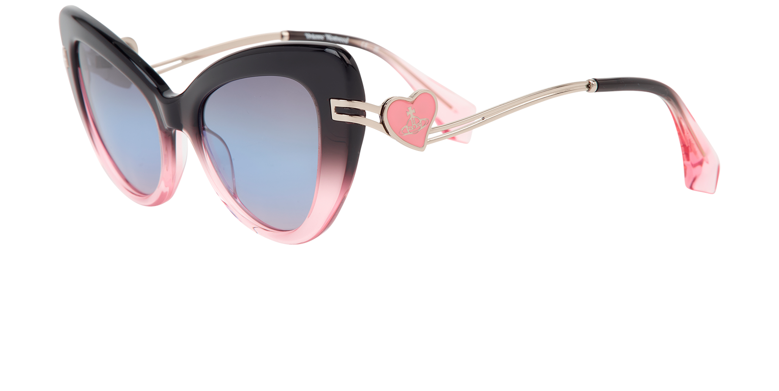 Vivienne Westwood Liza Cat-Eye Sunglasses, &pound;110, Accessories, Black/Pink, Bottom view