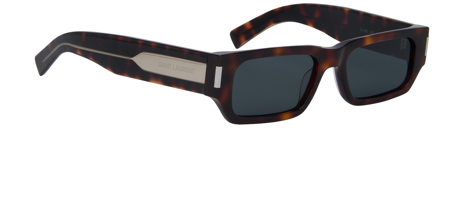 Saint Laurent SL660 Rectangular Sunglasses, &pound;190, Accessories, Brown, Side view