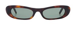 Saint Laurent SL557 Rectangular-Frame Sunglasses, Acetate, Brown, C, 4*