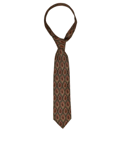 Chanel Paisley Print Tie, Silk, Brown/Beige, MII, 3*
