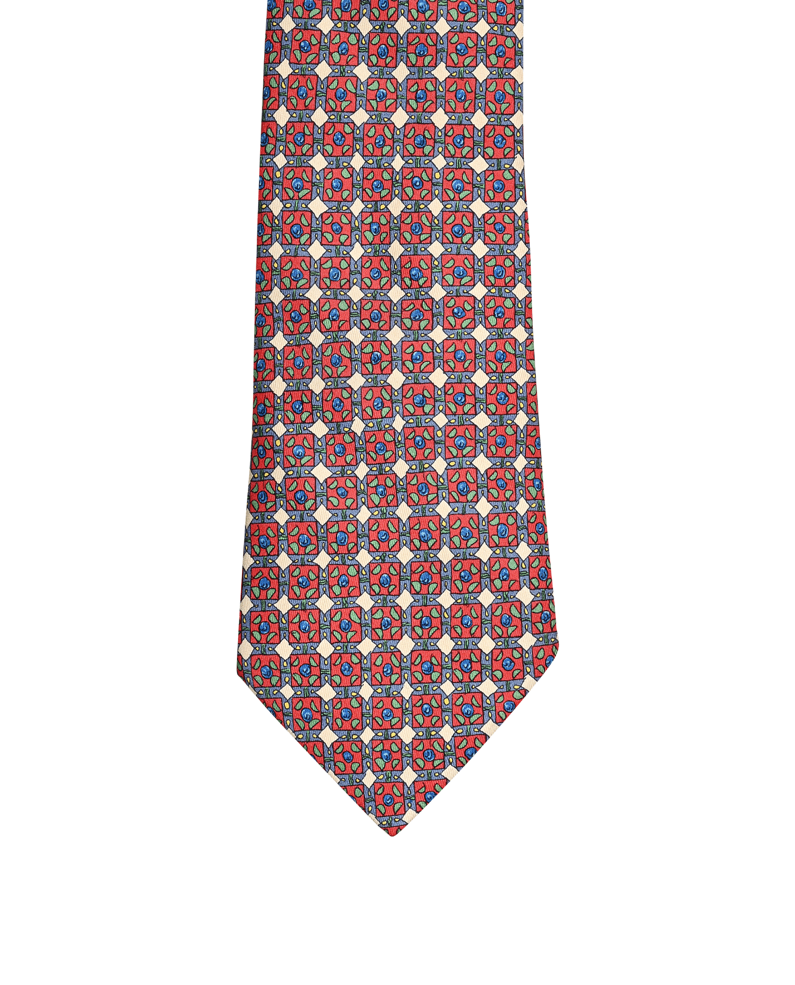 Hermes Vintage Tile Print Tie, &pound;60, Accessories, Blue/Red, Silk, Other view