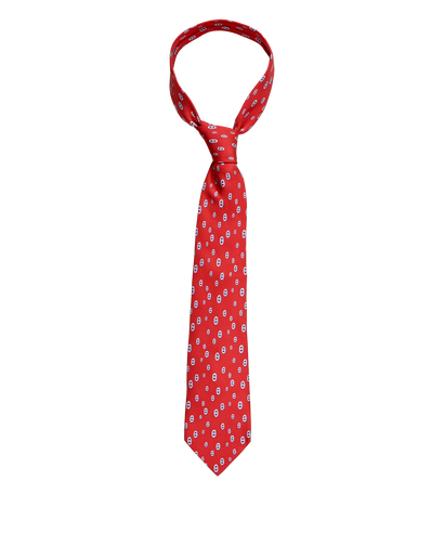 Hermes Small Chaine D'Ancre Print Tie, £60, Accessories, Blue/Red, Silk, Front view