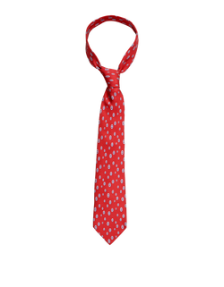 Hermes Small Chaine D'Ancre Print Tie, Silk, Red/ Blue, MIF, 3*