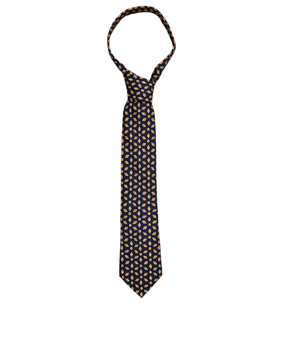 Hermes Diamond Watercolour Print Tie, £60, Accessories, Gold/Navy, Silk, Front view