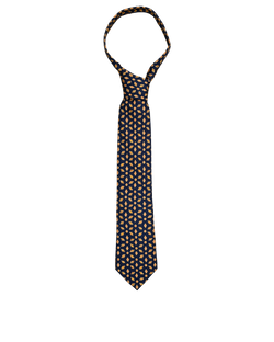 Hermes Diamond Watercolour Print Tie, Navy/ Gold, Silk, MIF, 3*