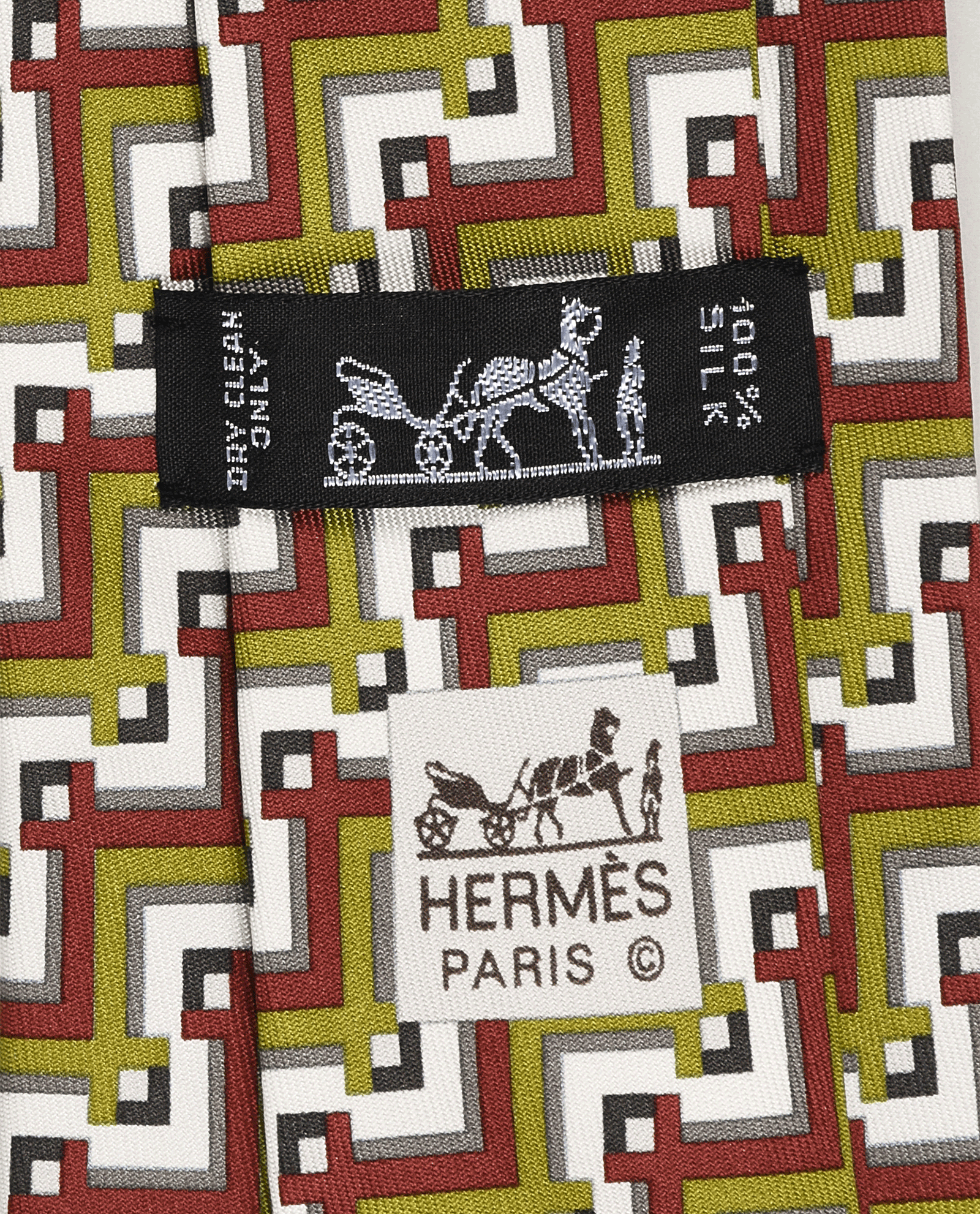 Hermes Geometric Tie, &pound;95, Accessories, Brown/Green, Silk, Other view