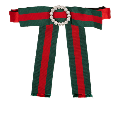 Gucci Bow Web Neck Tie, &pound;90, Accessories, Green/Red, Viscose, Front view