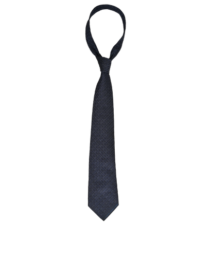 Chanel Jacquard Tie, &pound;110, Accessories, Navy, Silk, Front view