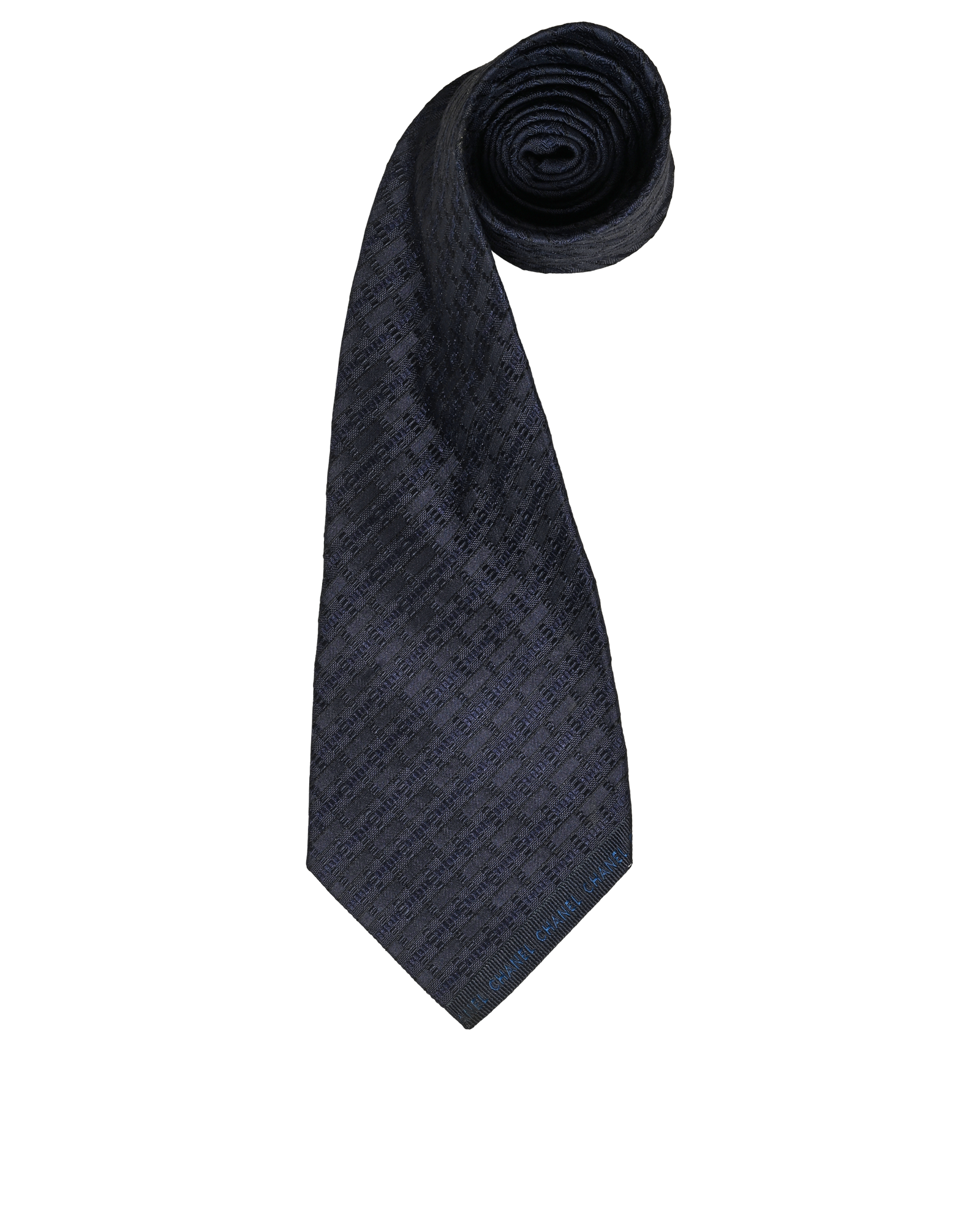 Chanel Jacquard Tie, &pound;110, Accessories, Navy, Silk, Other view