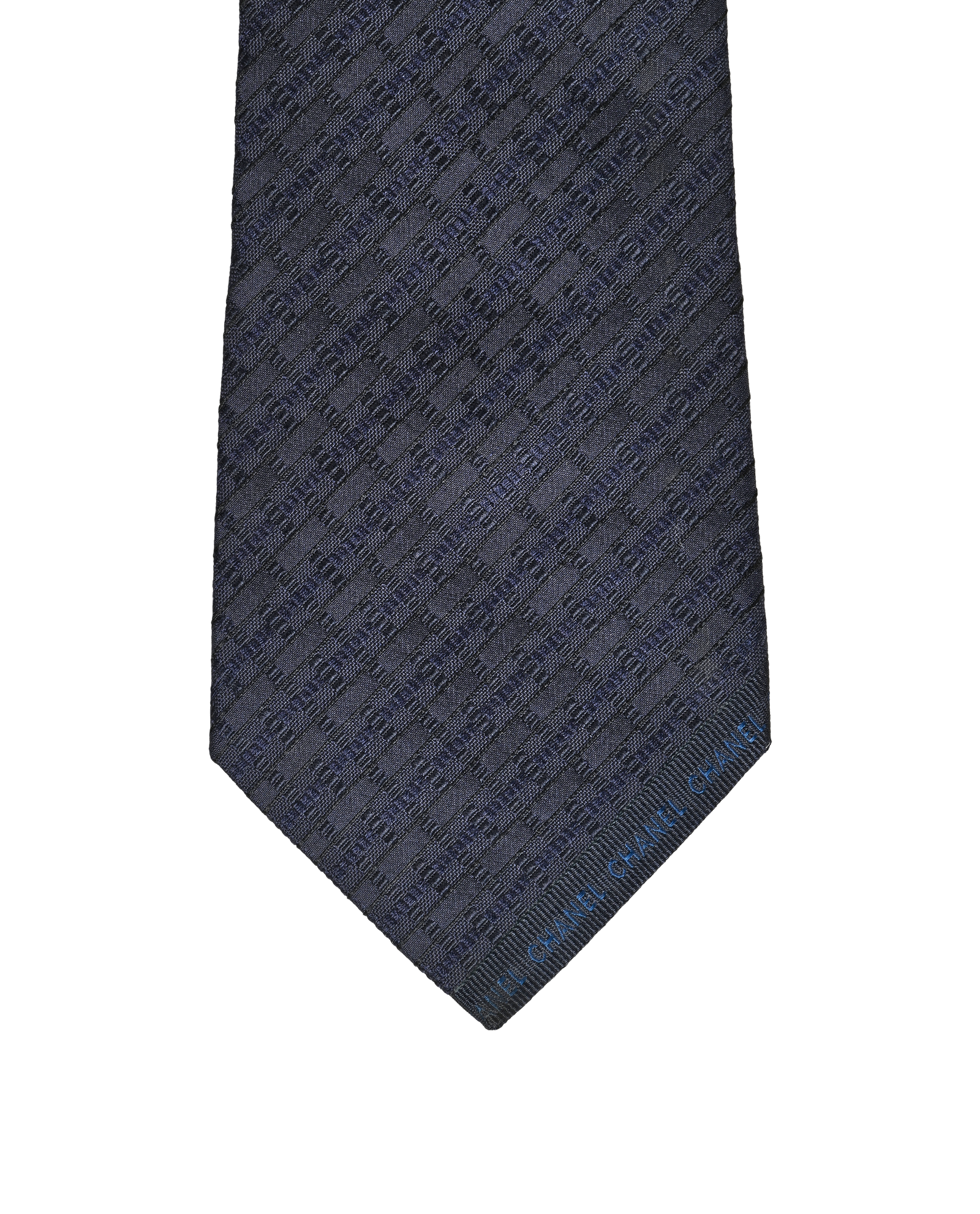 Chanel Jacquard Tie, &pound;110, Accessories, Navy, Silk, Other view