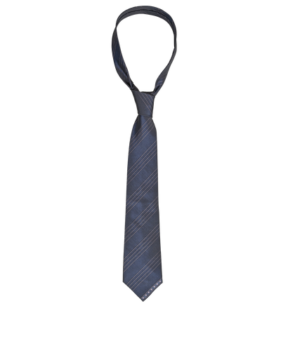 Chanel Striped Tie, £110, Accessories, Navy/Pink, Silk, Front view