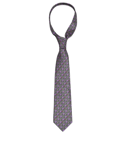 Hermes Dragon & Bunny Tie, &pound;90, Accessories, Grey, Silk, Front view