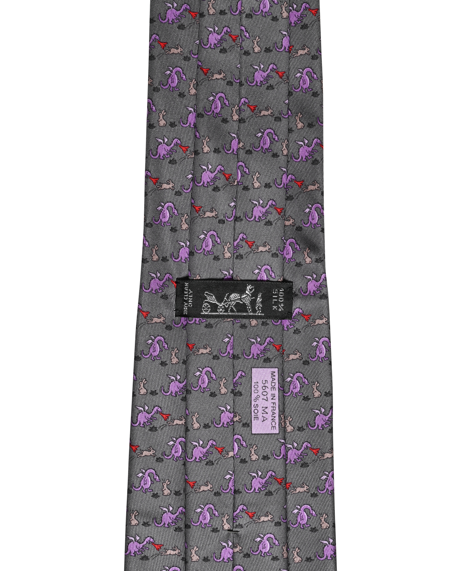 Hermes Dragon & Bunny Tie, &pound;90, Accessories, Grey, Silk, Other view