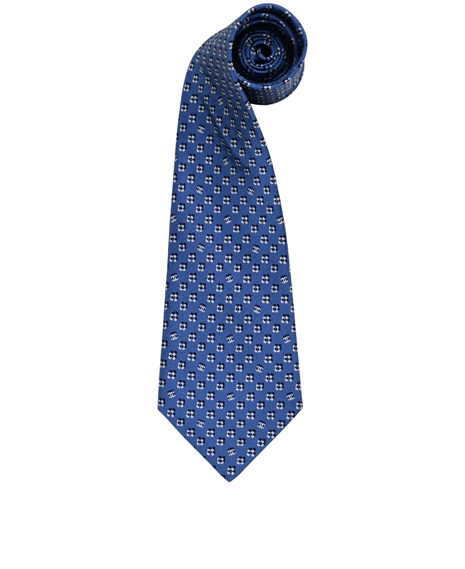 Chanel 04C CC Floral Tie, &pound;140, Accessories, Blue, Silk, Other view