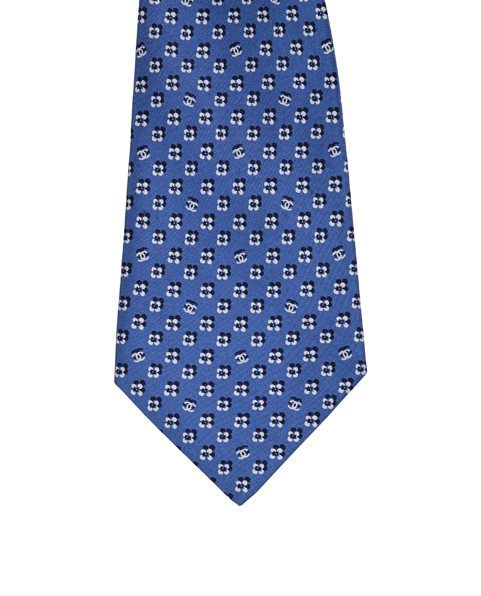 Chanel 04C CC Floral Tie, &pound;140, Accessories, Blue, Silk, Other view