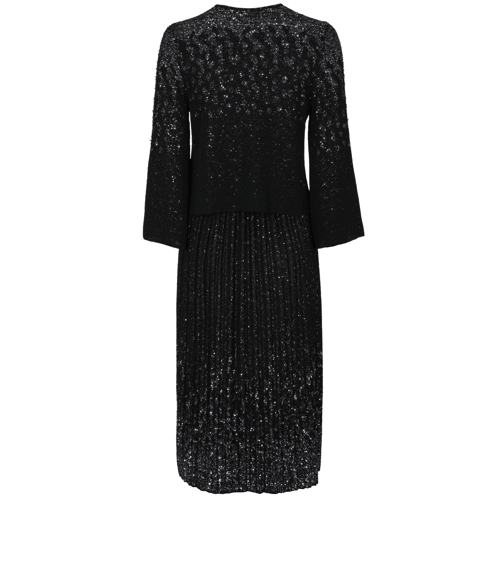 Chanel Sequins Cardigan & Skirt Co-Ord, &pound;2,900, Clothing, Black, Polyester (Polymer)/Viscose, Back view