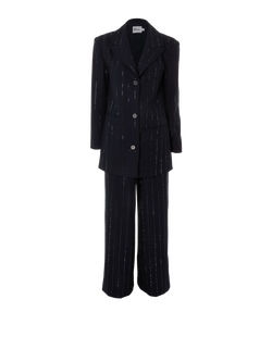 Self-Portrait Rhinestone Embellished Pinstripe Suit, Poly, Navy, UK8, 3*