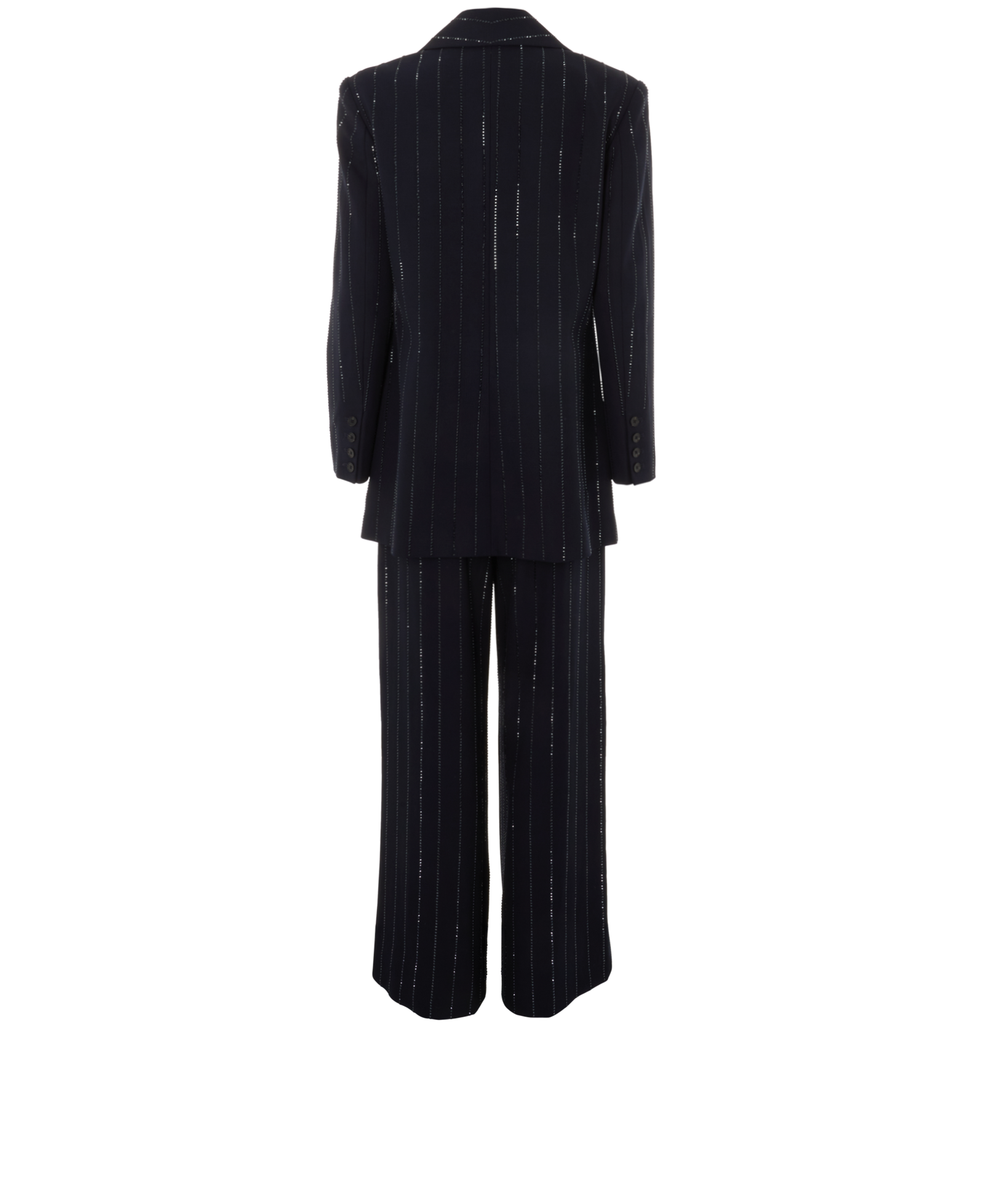 Self-Portrait Rhinestone Embellished Pinstripe Suit, &pound;320, Clothing, Navy, Polyester (Polymer), Back view