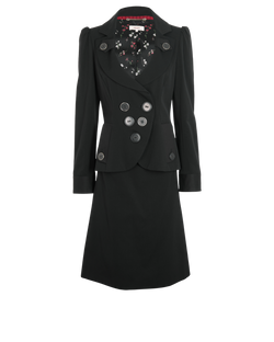 Kenzo Skirt Suit Co-Ord, Cotton, Black, Sz S, 2*