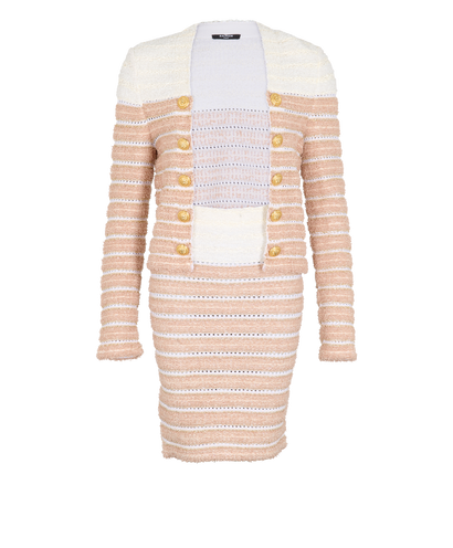 Balmain Tweed Stripe Jacket & Skirt Set, front view