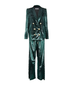 Balmain Shimmering Trousers and Blazer Co-Ord, Polyester, Green, UK8, 3*