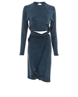 Jacquemus Espelho Cutout Crop Top/ Miniskirt, Cupro, Blue, Sz L, 2*
