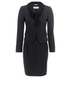 Max Mara Pinstripe Blazer & Skirt Co-ord, Wool, Grey, UK4, 3*