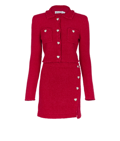 Self-Portrait Heart Buttons Cardigan and Skirt, front view