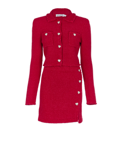 Self-Portrait Heart Buttons Cardigan and Skirt, Wool, Red, Sz M, 3*
