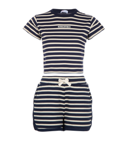 RED Valentino Striped Co-ord, Cotton, Cream/Navy, Sz S, 3*