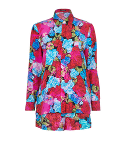 Versace Floral Shorts and Blouse Co Ord, Viscose/Silk, Multi, UK 8, 3*