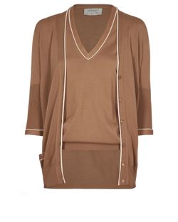 Yves Saint Laurent Knitted Vest and Cardigan Co-ord, wool, camel, L, 2*