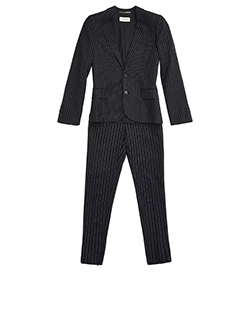 Saint Laurent Two Piece Pinstripe Suit, Wool, Black, 6, 2*