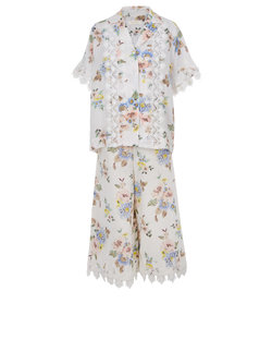 Zimmerman Lace-Trimmed Oversized Co-Ord, Linen, White/Multi, UK8, 3*