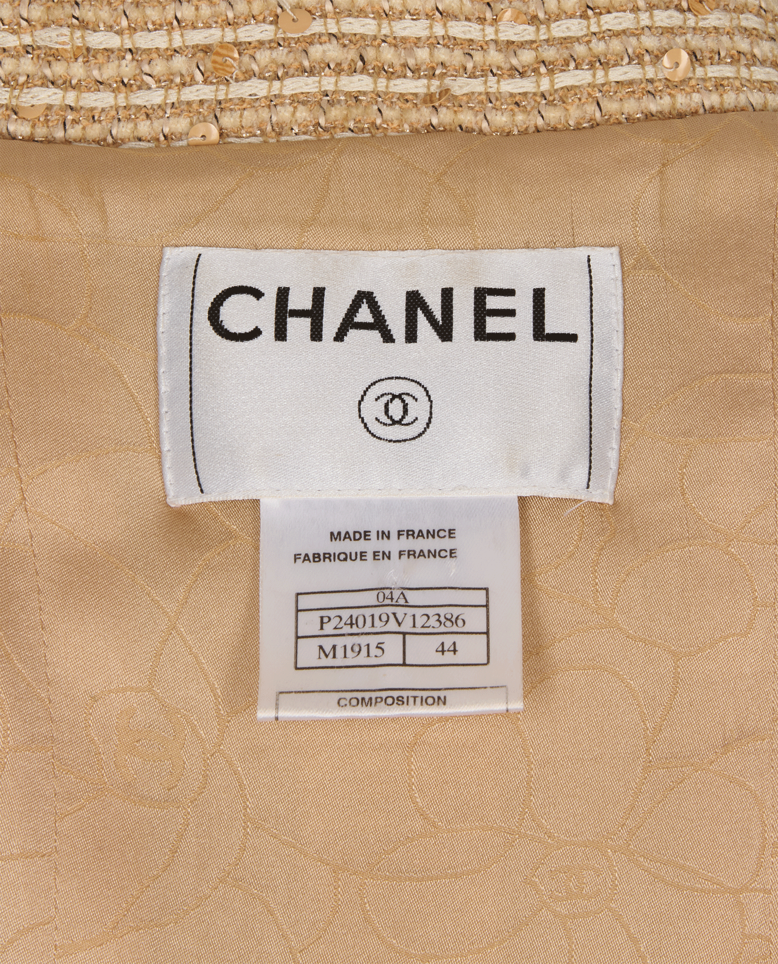 Chanel 2004A Boucle Skirt &Jacket Co-Ord, &pound;1,300, Clothing, Beige, Sequins/Wool, Other view