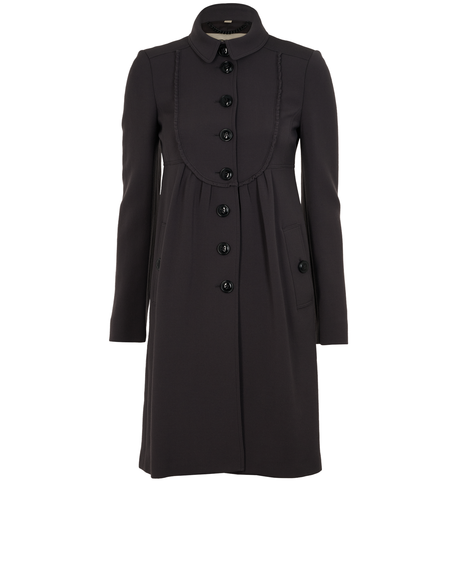 Pre-loved Burberry Midi Ruffle Coat - £260