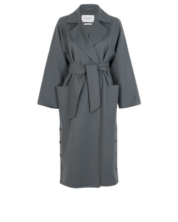 Max Mara Belted Coat, Virgin Wool, Grey, UK 8, 2*