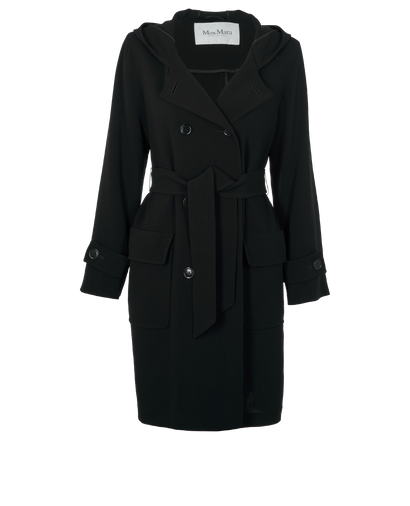 Max Mara Hooded Double Breasted Trench, &pound;395, Clothing, Navy, Wool, Front view