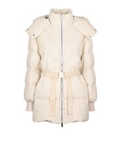 Stella McCartney Kayla Belted Puffer Coat, Viscose, White, UK6, 3*