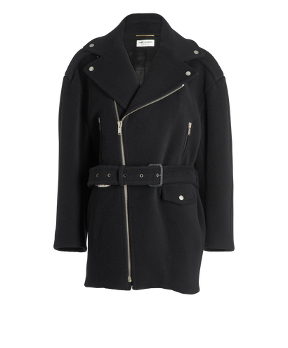 Saint Laurent Herringbone Coat, £1,100, Clothing, Black, Wool, Front view
