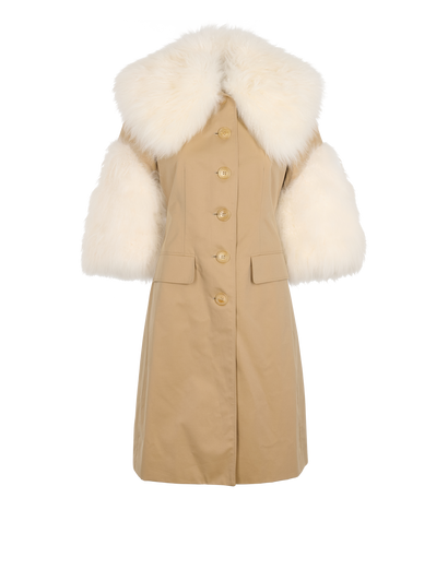 Burberry 2019SS Shearling Trim Trench Coat, £550, Clothing, Beige, Cotton/Shearling, Front view
